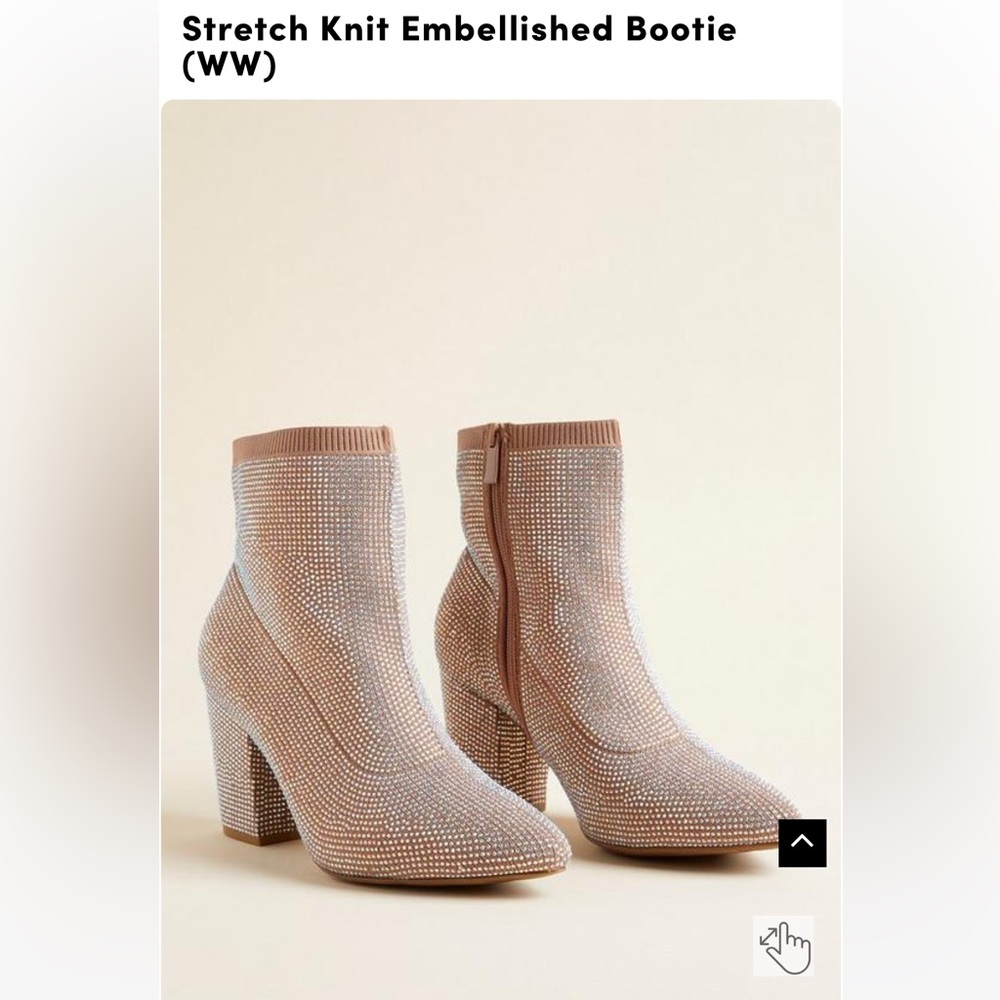Torrid Stretch Embellished Bootie 9.5WW Taupe